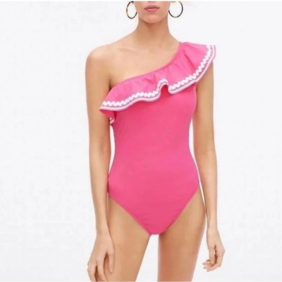 NWT / Never Been Worn J.Crew Pink One Shoulder Swim - Picture 2 of 7